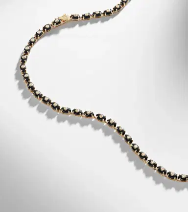 Sydney Evan Tiny Carved Stone 14kt gold necklace with onyxes and diamonds | Thumbnail 6