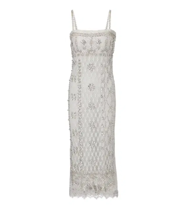 Costarellos Leona beaded lace cocktail dress