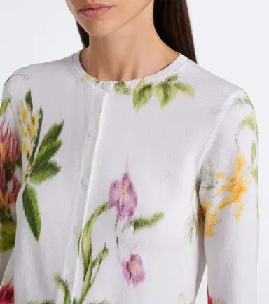 Oscar de la Renta Floral jacquard cotton-blend cardigan | Thumbnail 4 Oscar de la Renta Floral jacquard cotton-blend cardigan | Thumbnail 4