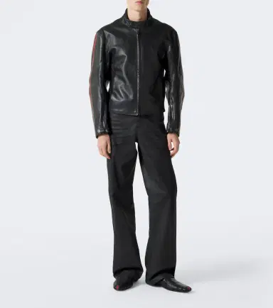 Gucci Web Stripe leather biker jacket | Thumbnail 4 Gucci Web Stripe leather biker jacket | Thumbnail 4