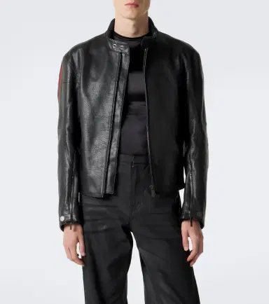 Gucci Web Stripe leather biker jacket | Thumbnail 6 Gucci Web Stripe leather biker jacket | Thumbnail 6