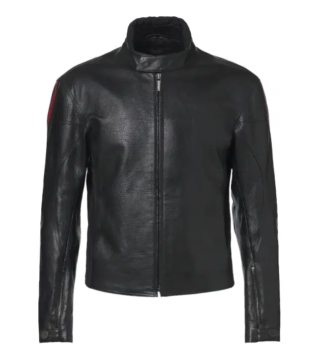 Gucci Web Stripe leather biker jacket