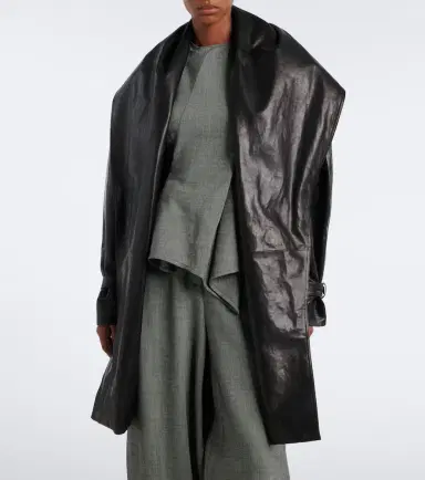 Magda Butrym Belted draped leather jacket | Thumbnail 4 Magda Butrym Belted draped leather jacket | Thumbnail 4