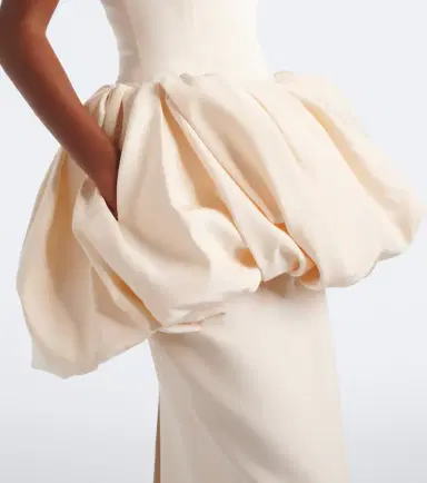 Magda Butrym Draped peplum cotton and silk midi dress | Thumbnail 4 Magda Butrym Draped peplum cotton and silk midi dress | Thumbnail 4