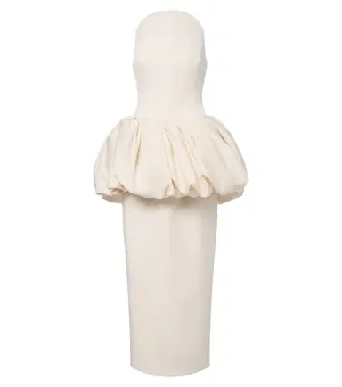 Magda Butrym Draped peplum cotton and silk midi dress | Thumbnail 1 Magda Butrym Draped peplum cotton and silk midi dress | Thumbnail 1