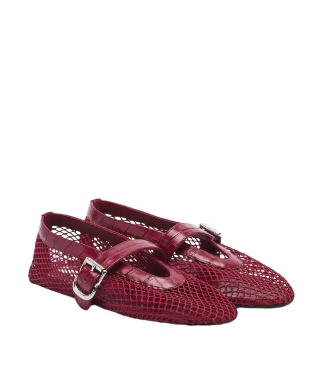 Alaïa Alaïa Croc-effect fishnet ballet flats