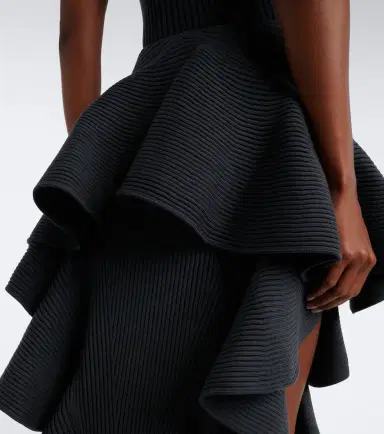 Alaïa Alaïa Ribbed-knit ruffled wool-blend midi skirt | Thumbnail 2 Alaïa Alaïa Ribbed-knit ruffled wool-blend midi skirt | Thumbnail 2