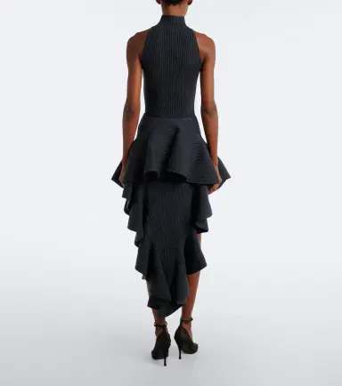 Alaïa Alaïa Ribbed-knit ruffled wool-blend midi skirt | Thumbnail 6 Alaïa Alaïa Ribbed-knit ruffled wool-blend midi skirt | Thumbnail 6