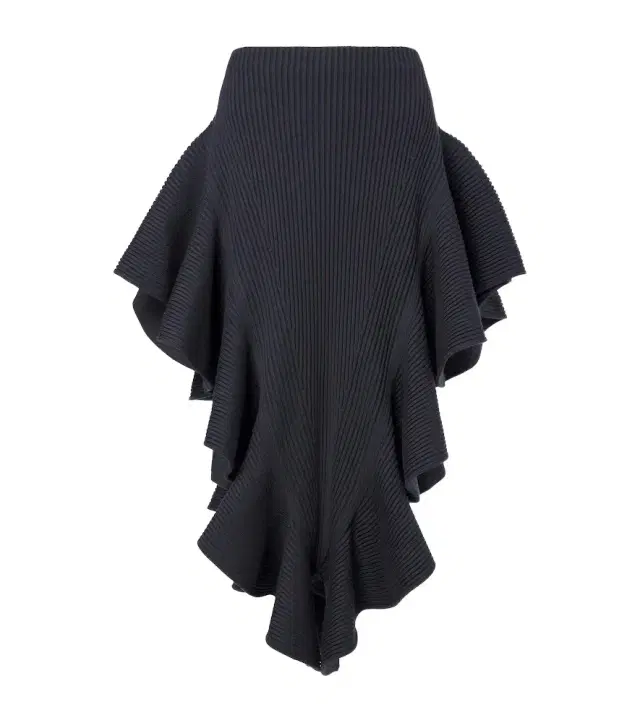 Alaïa Alaïa Ribbed-knit ruffled wool-blend midi skirt