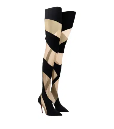 Christian Louboutin Zeetozee mesh-paneled over-the-knee boots | Thumbnail 1 Christian Louboutin Zeetozee mesh-paneled over-the-knee boots | Thumbnail 1