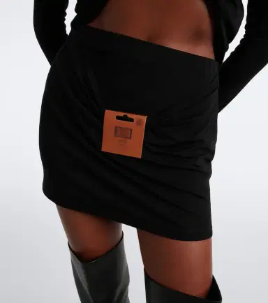 Jean Paul Gaultier Leather-trimmed jersey miniskirt | Thumbnail 5
