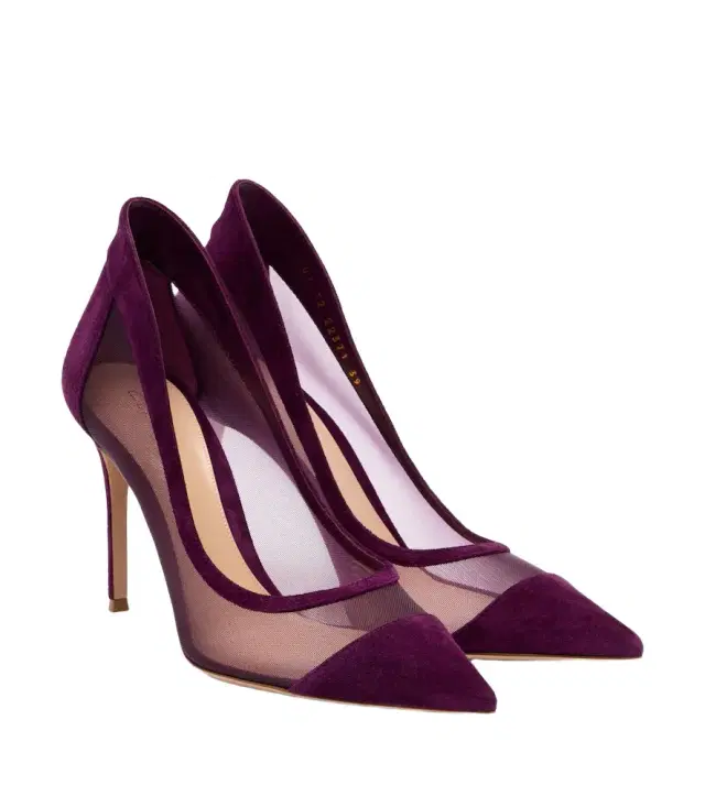 Suede-trimmed mesh pumps Suede-trimmed mesh pumps
