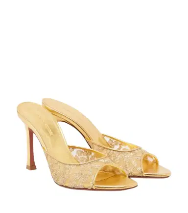 Amina Muaddi Alexa lamé lace mules | Thumbnail 1 Amina Muaddi Alexa lamé lace mules | Thumbnail 1
