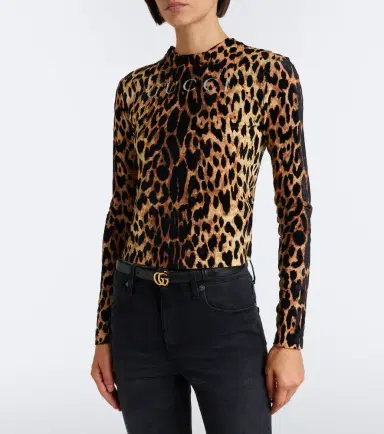 Gucci Logo leopard-print cotton jersey T-shirt | Thumbnail 3 Gucci Logo leopard-print cotton jersey T-shirt | Thumbnail 3
