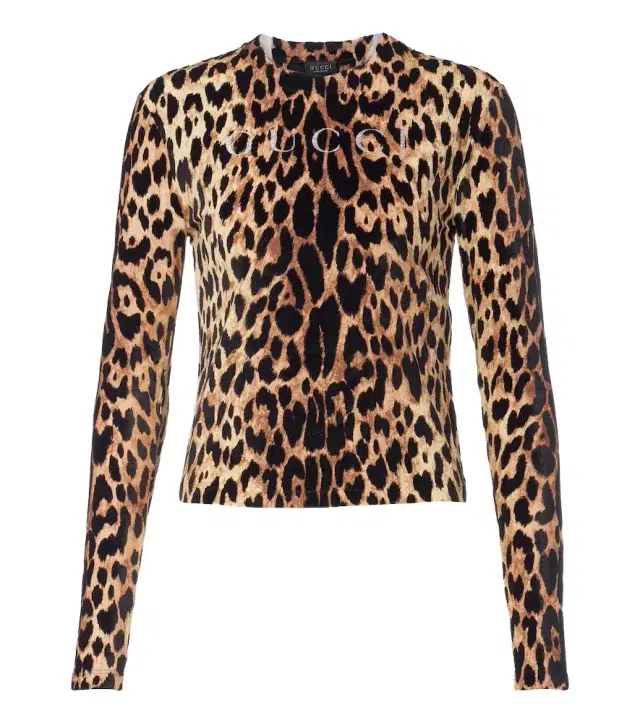 Gucci Logo leopard-print cotton jersey T-shirt
