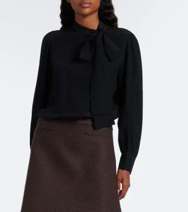 Gucci Tie-neck silk crêpe de chine blouse | Thumbnail 4 Gucci Tie-neck silk crêpe de chine blouse | Thumbnail 4