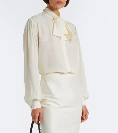 Gucci Tie-neck silk crêpe de chine blouse | Thumbnail 2 Gucci Tie-neck silk crêpe de chine blouse | Thumbnail 2