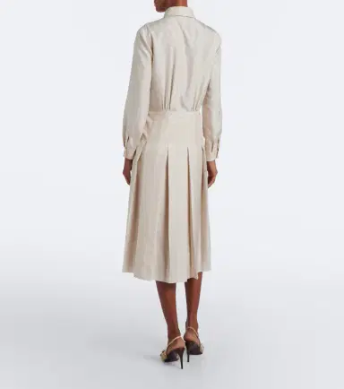 Gucci Pleated tie-neck silk jacquard shirt dress | Thumbnail 3 Gucci Pleated tie-neck silk jacquard shirt dress | Thumbnail 3