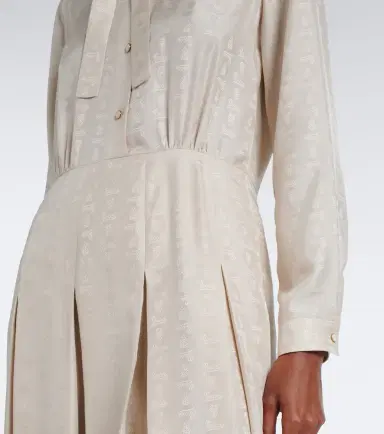 Gucci Pleated tie-neck silk jacquard shirt dress | Thumbnail 4 Gucci Pleated tie-neck silk jacquard shirt dress | Thumbnail 4