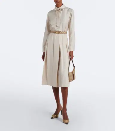 Gucci Pleated tie-neck silk jacquard shirt dress | Thumbnail 5 Gucci Pleated tie-neck silk jacquard shirt dress | Thumbnail 5