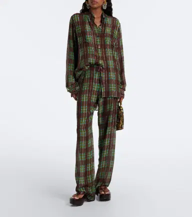Dries Van Noten Plaid wide-leg pants | Thumbnail 2