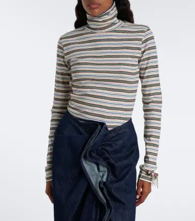 Dries Van Noten Striped cotton-blend turtleneck sweater | Thumbnail 2