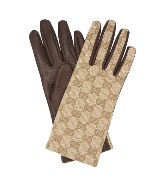 Gucci GG Canvas leather gloves
