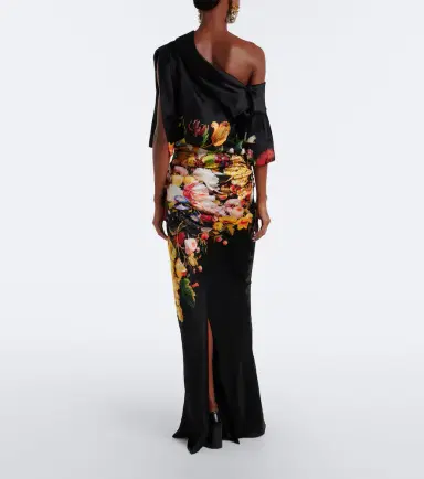 Dries Van Noten Draped printed silk satin gown | Thumbnail 4