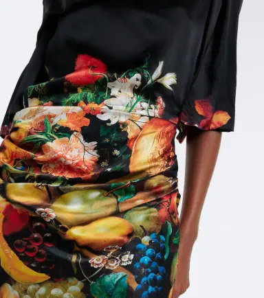 Dries Van Noten Draped printed silk satin gown | Thumbnail 5