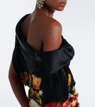 Dries Van Noten Draped printed silk satin gown | Thumbnail 7