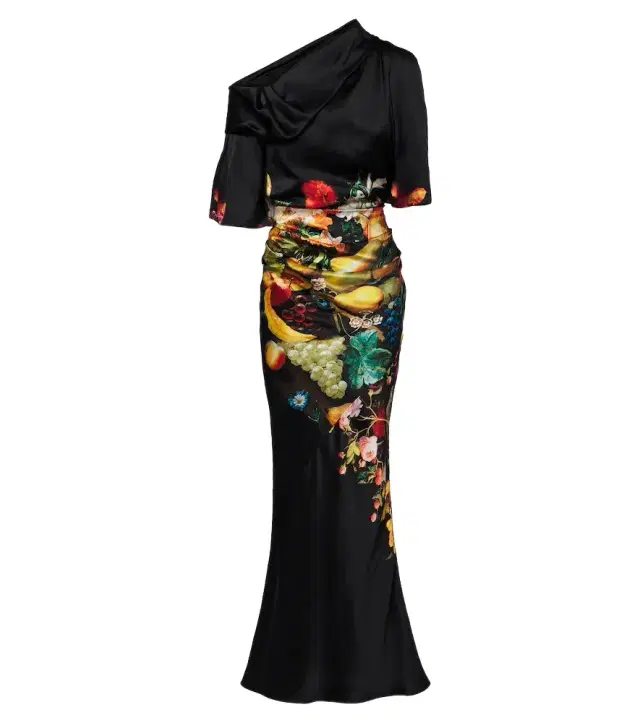 Dries Van Noten Draped printed silk satin gown
