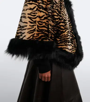 Nour Hammour Olympe printed shearling poncho | Thumbnail 3 Nour Hammour Olympe printed shearling poncho | Thumbnail 3