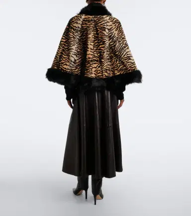 Nour Hammour Olympe printed shearling poncho | Thumbnail 4 Nour Hammour Olympe printed shearling poncho | Thumbnail 4