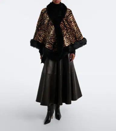 Nour Hammour Olympe printed shearling poncho | Thumbnail 6 Nour Hammour Olympe printed shearling poncho | Thumbnail 6