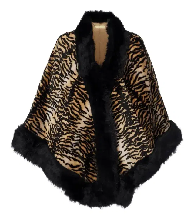 Nour Hammour Olympe printed shearling poncho