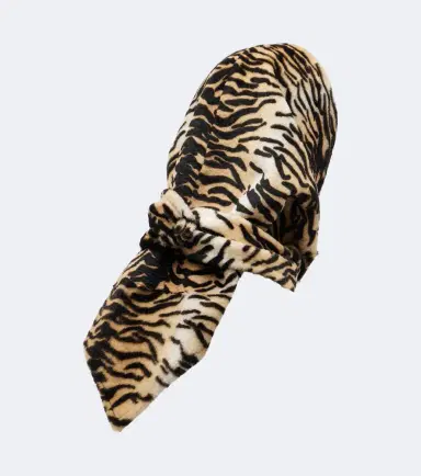 Nour Hammour Printed leather and shearling hood | Thumbnail 2