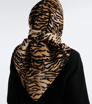 Nour Hammour Printed leather and shearling hood | Thumbnail 4