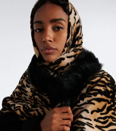 Nour Hammour Printed leather and shearling hood | Thumbnail 5
