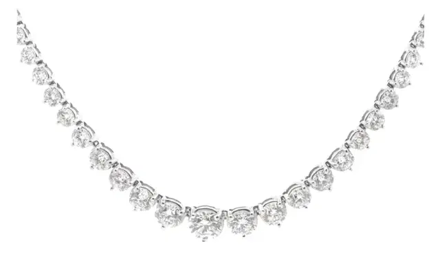 Wish Fine Jewelry 8.80ct Diamond 18K Gold Graduated Tennis Necklace