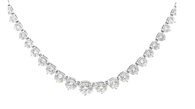 Wish Fine Jewelry 9.12ct Diamond 18K Gold Graduated Tennis Necklace