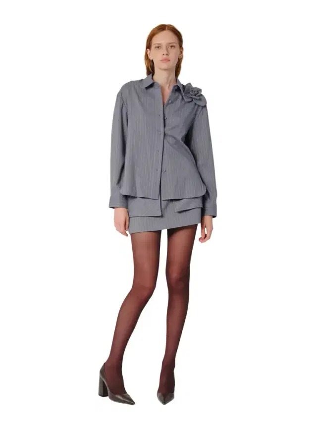 Aknvas The Flor shirt in grey pinstripe