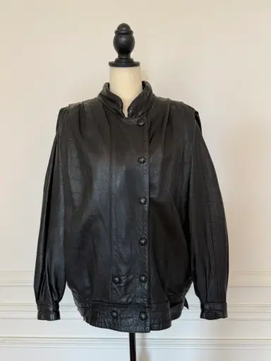 Jen Wonders Studio Black Leather Bomber Jacket | Thumbnail 4