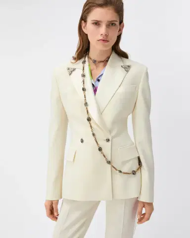 Versace Embroidered-Lapel Stretch Wool Blazer | Thumbnail 2