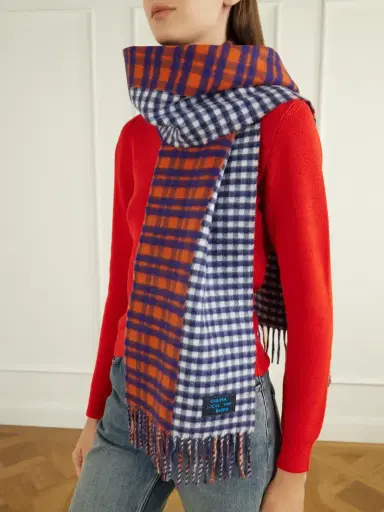 Loewe Checked Wool And Cashmere-blend Scarf | Thumbnail 2 Loewe Checked Wool And Cashmere-blend Scarf | Thumbnail 2