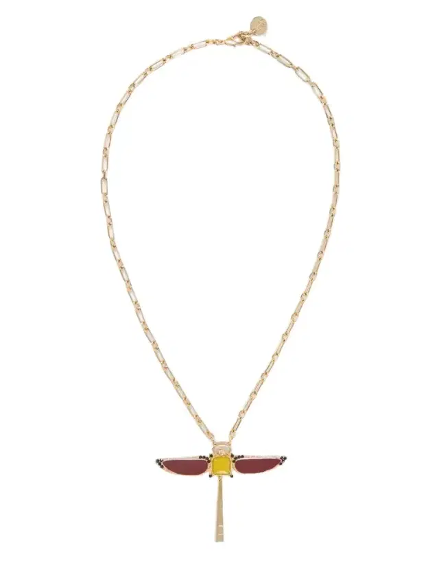 La DoubleJ Dragonfly Gold-plated Agate Necklace