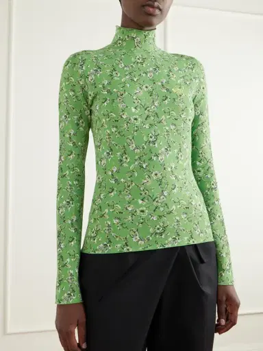 Loewe Logo-embroidered Floral-jacquard Knitted Top | Thumbnail 3