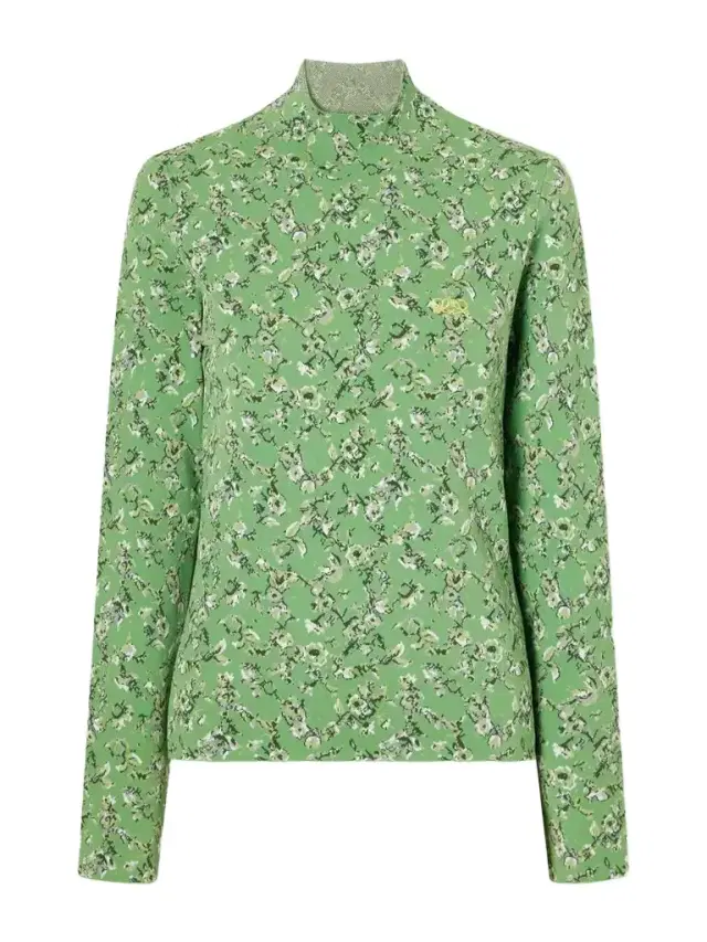 Loewe Logo-embroidered Floral-jacquard Knitted Top