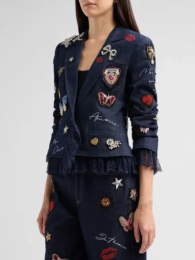 Cinq à Sept Women's Greatest Hits Le Petit Roxie Denim Jacket | Thumbnail 4 Cinq à Sept Women's Greatest Hits Le Petit Roxie Denim Jacket | Thumbnail 4