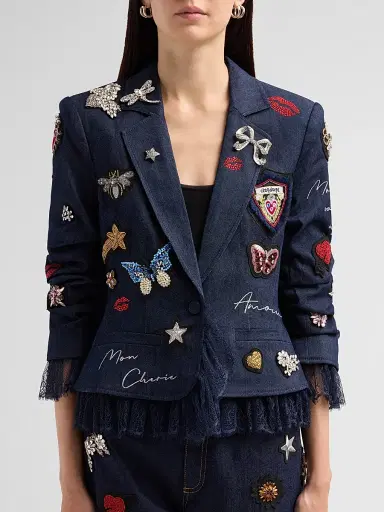 Cinq à Sept Women's Greatest Hits Le Petit Roxie Denim Jacket | Thumbnail 5 Cinq à Sept Women's Greatest Hits Le Petit Roxie Denim Jacket | Thumbnail 5