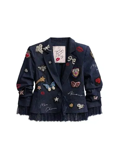 Cinq à Sept Women's Greatest Hits Le Petit Roxie Denim Jacket | Thumbnail 1 Cinq à Sept Women's Greatest Hits Le Petit Roxie Denim Jacket | Thumbnail 1